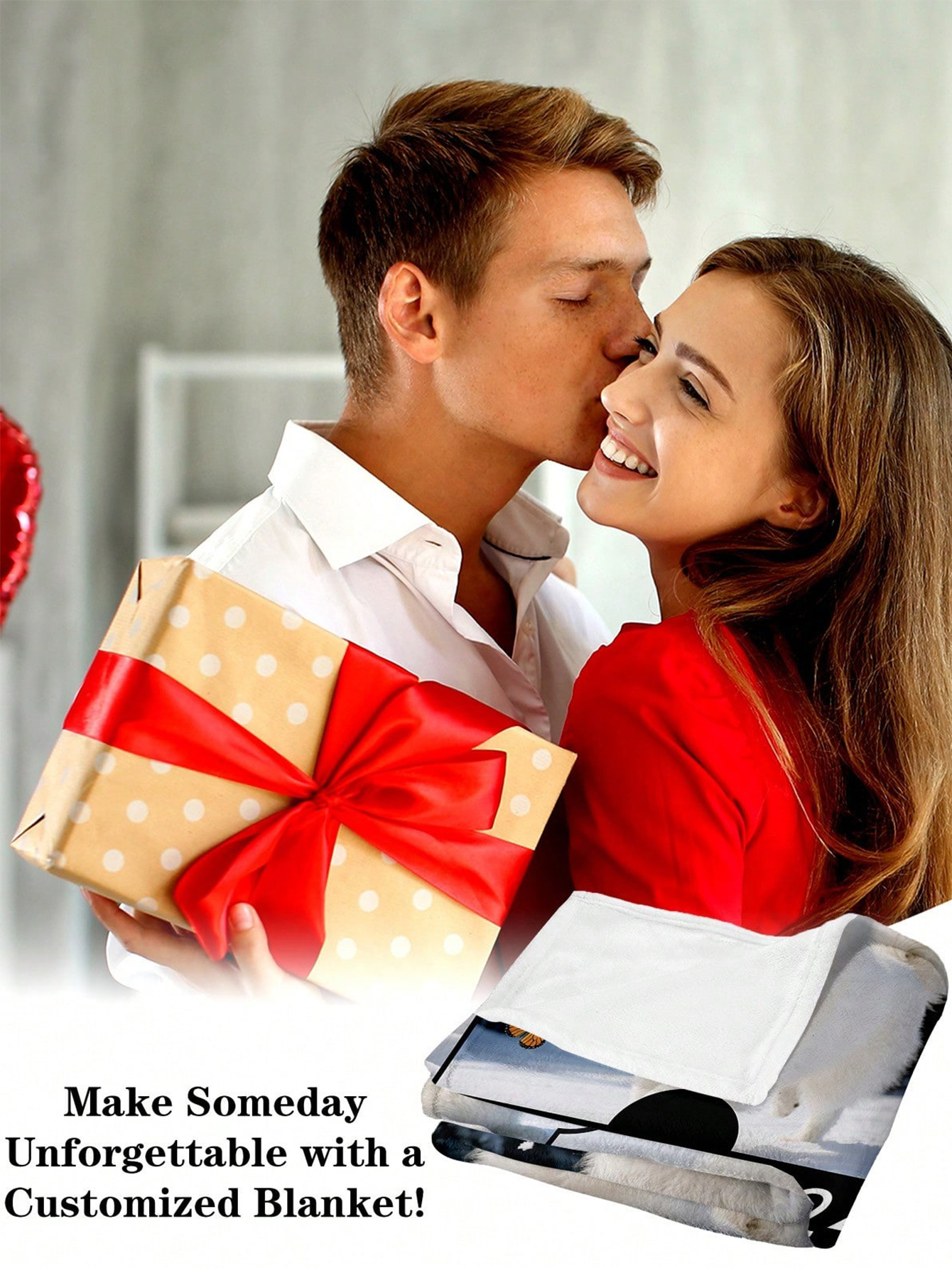 Custom Photo Flannel Blanket with Personalized Text Soft, Comfortable, and Warm Blanket The Perfect Valentine's Day Gift for Loved Ones